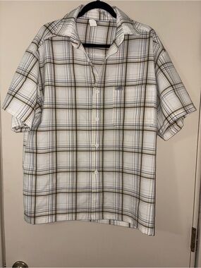 Vintage  Caltop Men's Short-Sleeve Plaid Button-Up Shirt -